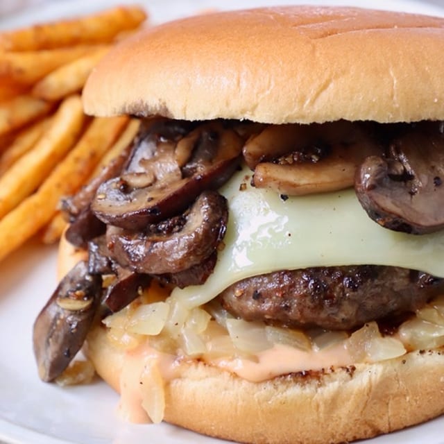 Mushroom & Swiss Burger.